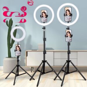 LED ring light with phone holder